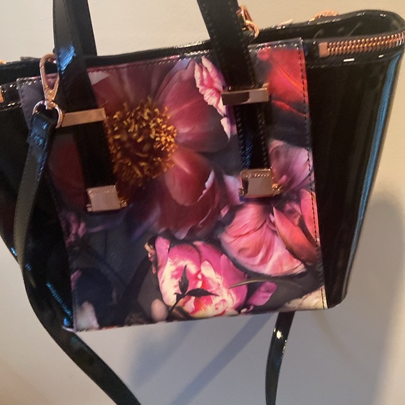 Ted Baker London Floral Shoulder Bag - Black and Pink - Picture 1 of 9